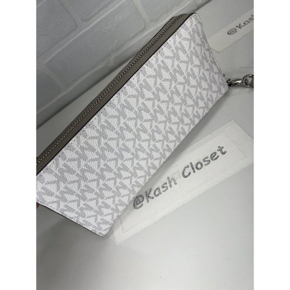 Michael Kors MK Large Logo Travel Continental Wallet- Bright White - Picture 4 of 8